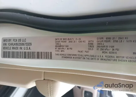 2025 Jeep Grand Cherokee L Limited 4X4 from USA, damaged, VIN 1C4RJKBG3S8673329